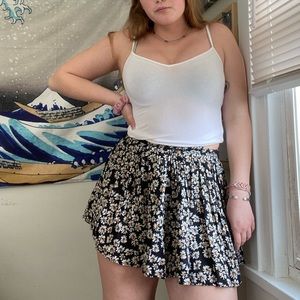 Black and White Flowered Skirt